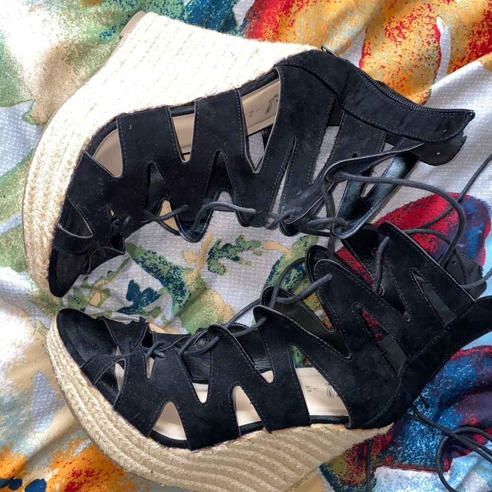 3in Black Wedges : 8.5